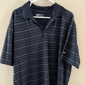 Nike Golf Dri-Fit Polo Tee Navy striped size XL